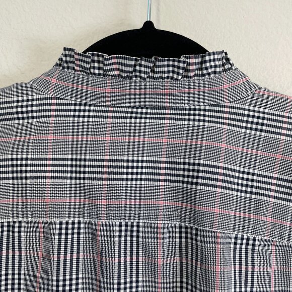 Lauren Ralph Lauren Womens Plus 1X Plaid Button Up Shirt Ruffle Collar Blouse - Picture 11 of 12